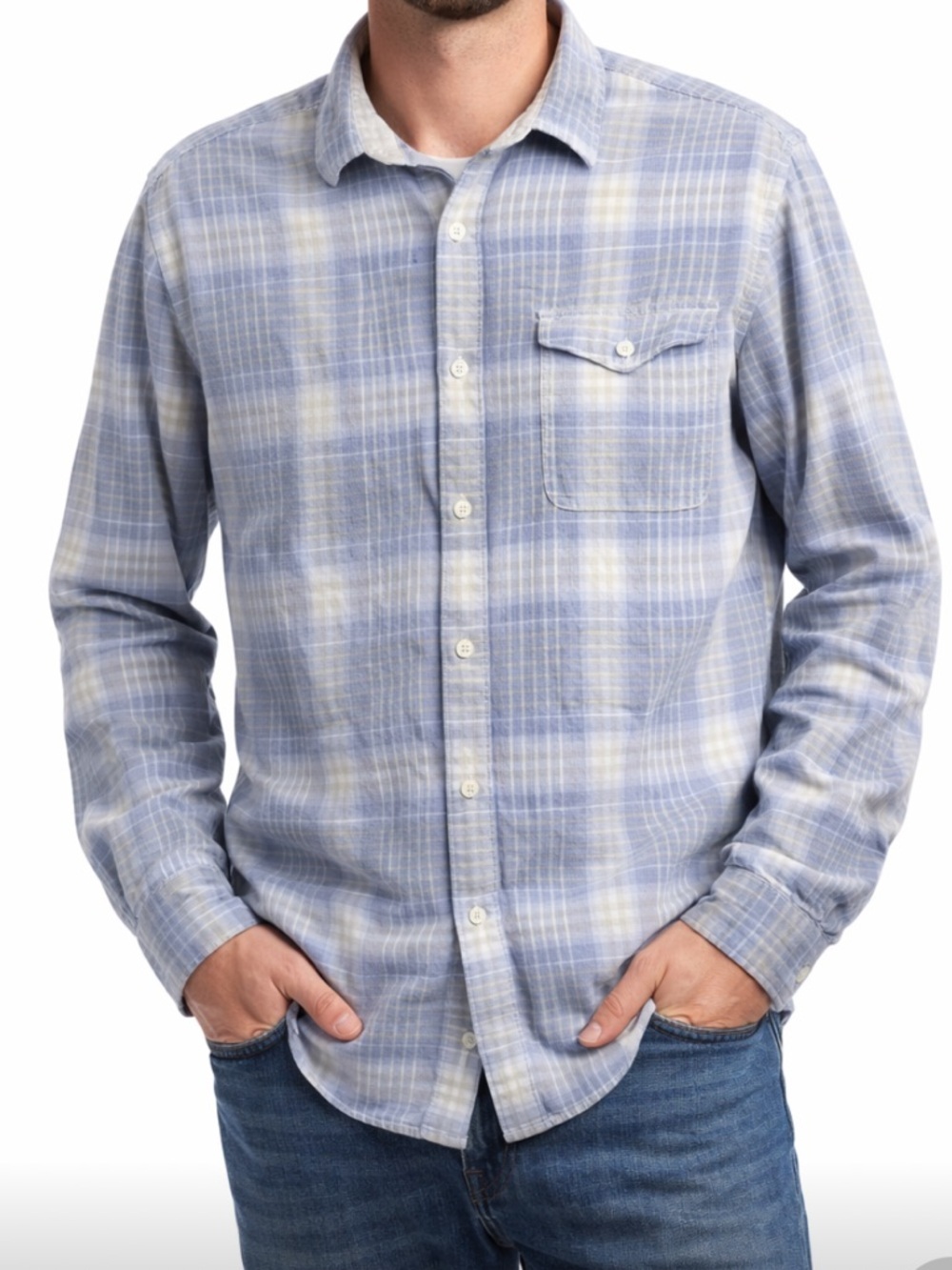 Tommy Bahama Coastline Cord Light Blue Plaid Casual Button-Down Shirt
